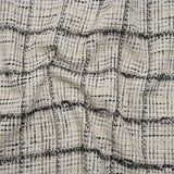 Metallic Polyester Tweed - White, Gold and Black Fringed Windowpane Check