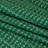 Polyester Novelty Tweed - Green and White Textured Plaid - Deadstock