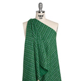 Polyester Novelty Tweed - Green and White Textured Plaid - Deadstock
