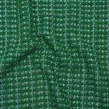 Polyester Novelty Tweed - Green and White Textured Plaid - Deadstock
