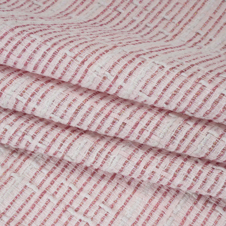 Metallic Tactile Tweed - Iridescent Rainbow, White and Pink Plaid - Deadstock