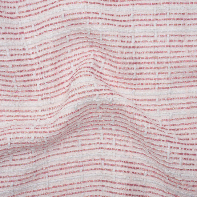 Metallic Tactile Tweed - Iridescent Rainbow, White and Pink Plaid - Deadstock