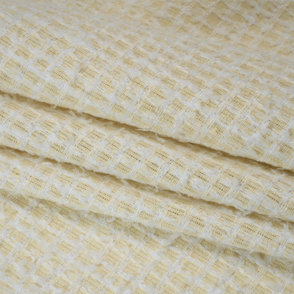 Fluffy Tweed - Cream and White Mini Windowpane Checks - Deadstock