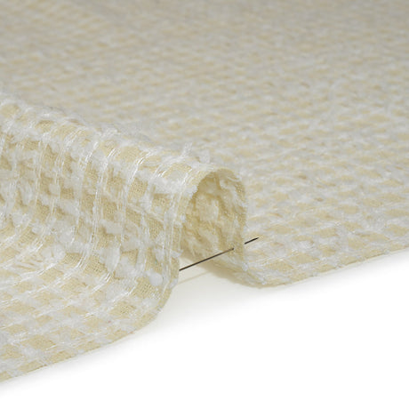 Fluffy Tweed - Cream and White Mini Windowpane Checks - Deadstock