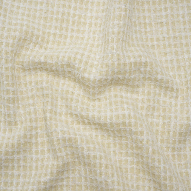 Fluffy Tweed - Cream and White Mini Windowpane Checks - Deadstock