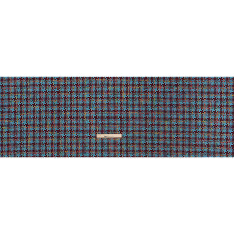 Wool Blend Tweedy Boucle Woven - Turquoise, Wine Red and Rainbow Blocky Houndstooth