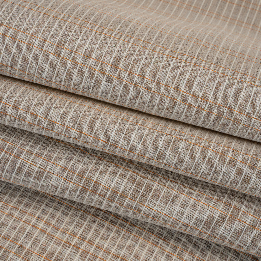 Heavyweight Horsehair Hymo Interlining - Gray, White and Orange Stripes