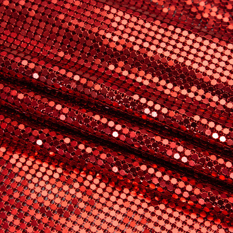 Aluminum Chainmail Fabric Panel, 3mm Tubular - Red - Joan Collection