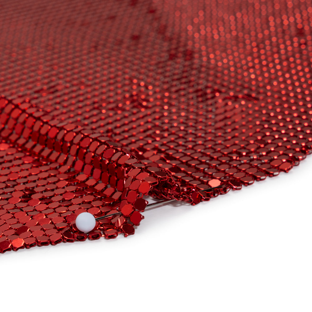 Aluminum Chainmail Fabric Panel, 3mm Tubular - Red - Joan Collection