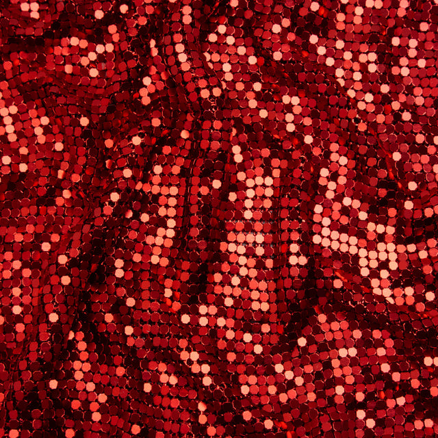 Aluminum Chainmail Fabric Panel, 3mm Tubular - Red - Joan Collection
