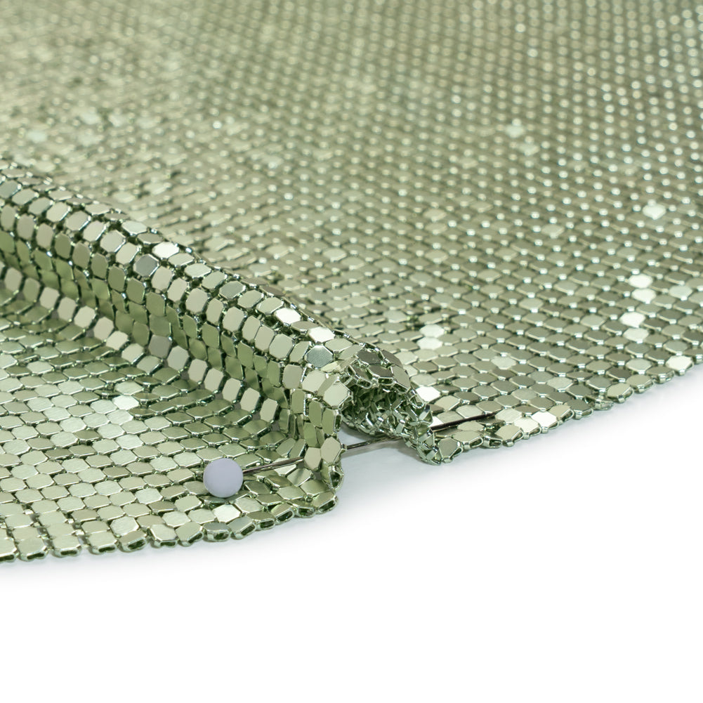 Aluminum Chainmail Fabric Panel, 3mm Tubular - Sage Green - Joan Collection