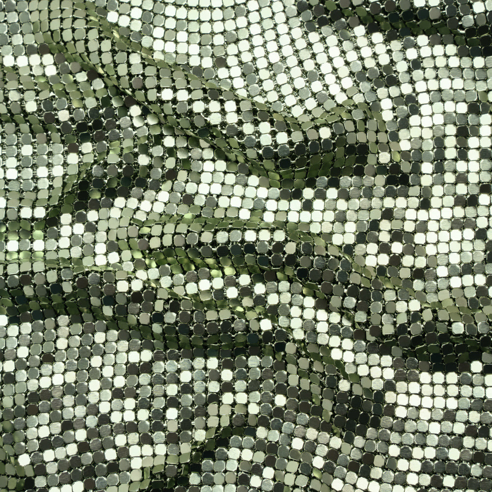 Aluminum Chainmail Fabric Panel, 3mm Tubular - Sage Green - Joan Collection
