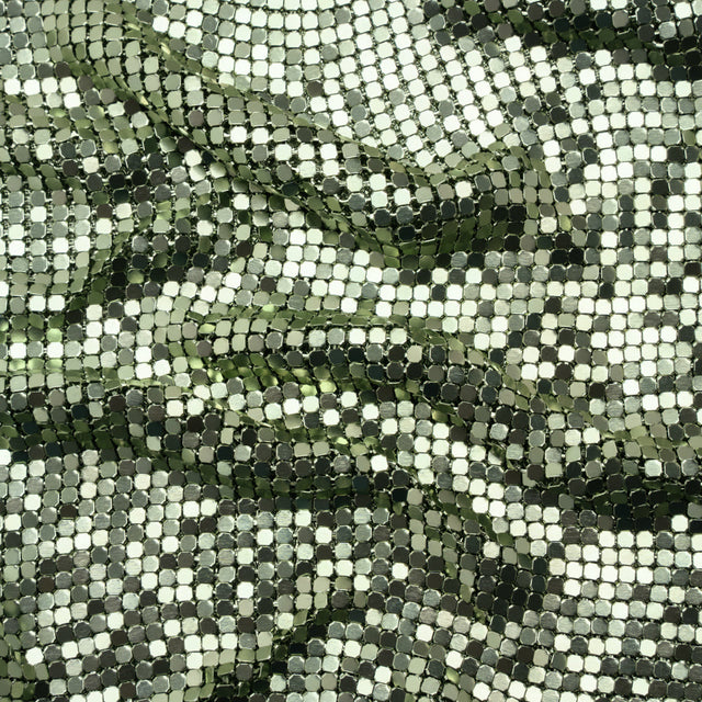 Aluminum Chainmail Fabric Panel, 3mm Tubular - Sage Green - Joan Collection