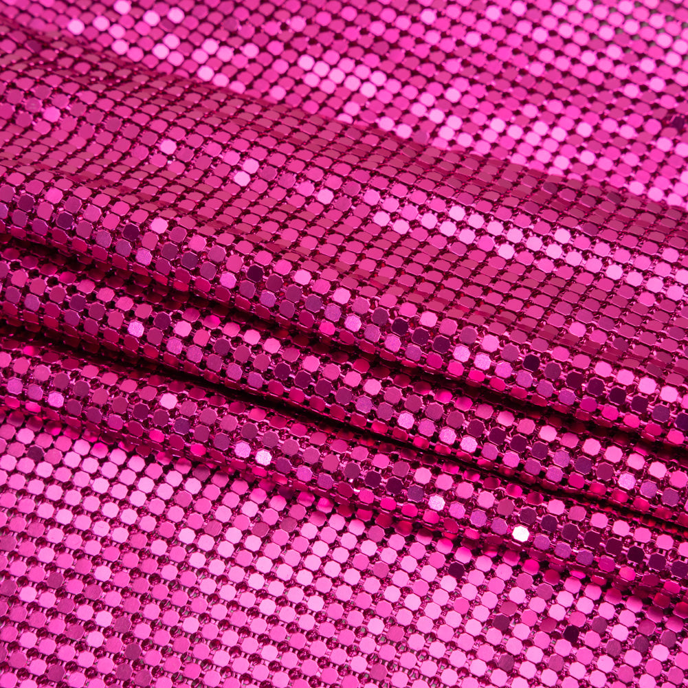 Aluminum Chainmail Fabric Panel, 3mm Tubular - Hot Pink - Joan Collection