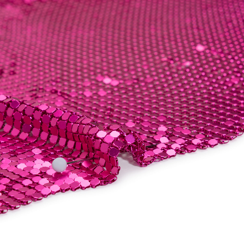Aluminum Chainmail Fabric Panel, 3mm Tubular - Hot Pink - Joan Collection