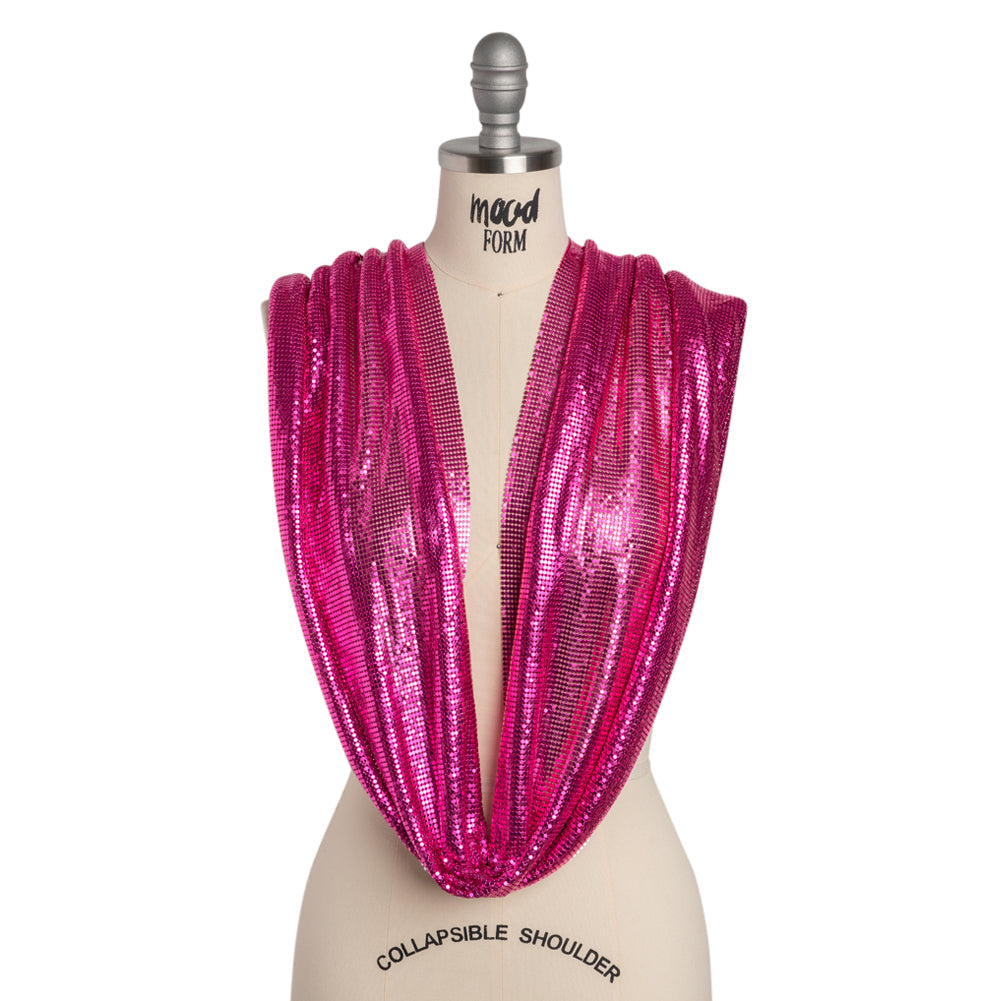 Aluminum Chainmail Fabric Panel, 3mm Tubular - Hot Pink - Joan Collection