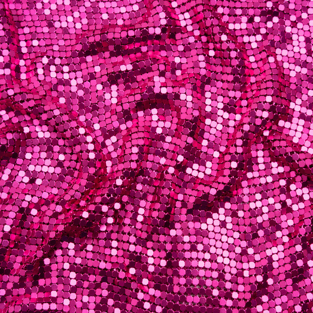 Aluminum Chainmail Fabric Panel, 3mm Tubular - Hot Pink - Joan Collection