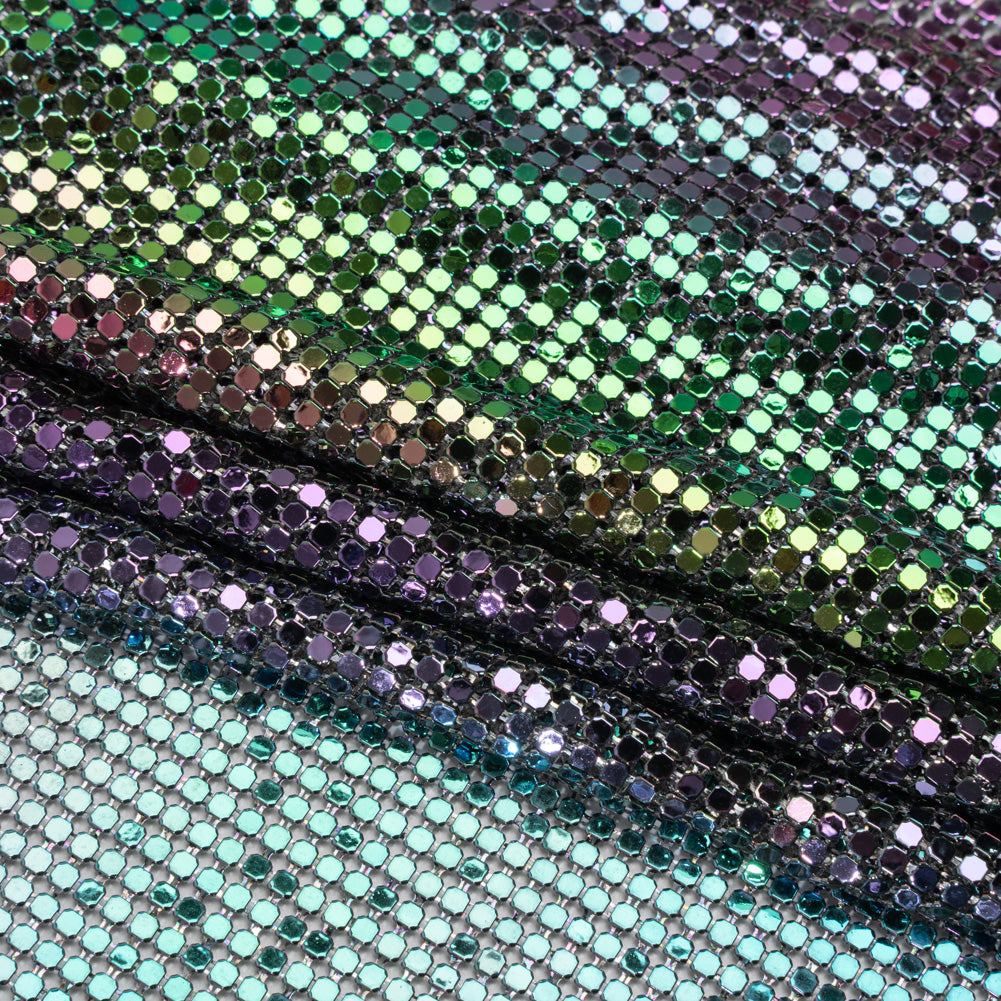 Aluminum Chainmail Fabric Panel, 3mm - Rainbow Oil Slick - Joan Collection