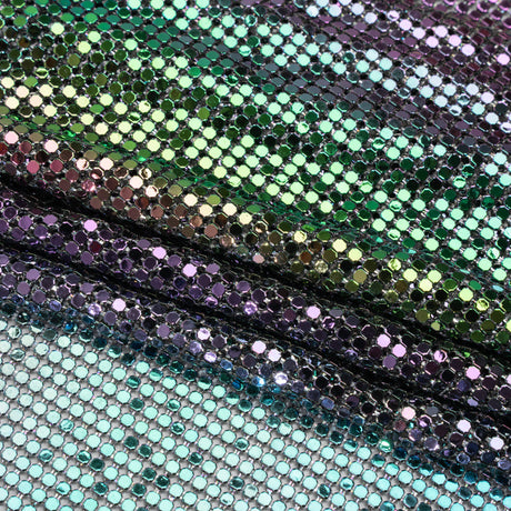 Aluminum Chainmail Fabric Panel, 3mm - Rainbow Oil Slick - Joan Collection