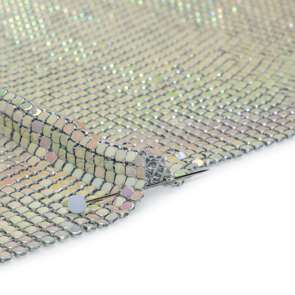 Aluminum Chainmail Fabric Panel, 3mm - Pastel Rainbow Oil Slick - Joan Collection