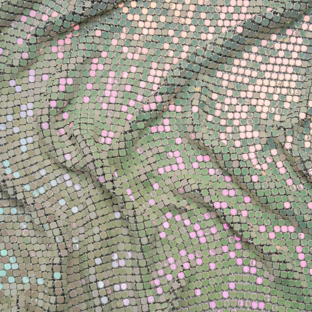 Aluminum Chainmail Fabric Panel, 3mm - Pastel Rainbow Oil Slick - Joan Collection