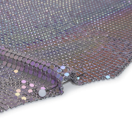 Aluminum Chainmail Fabric Panel, 3mm - Light Purple and Lime Green Oil Slick - Joan Collection