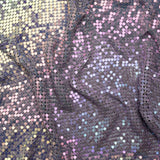 Aluminum Chainmail Fabric Panel, 3mm - Light Purple and Lime Green Oil Slick - Joan Collection