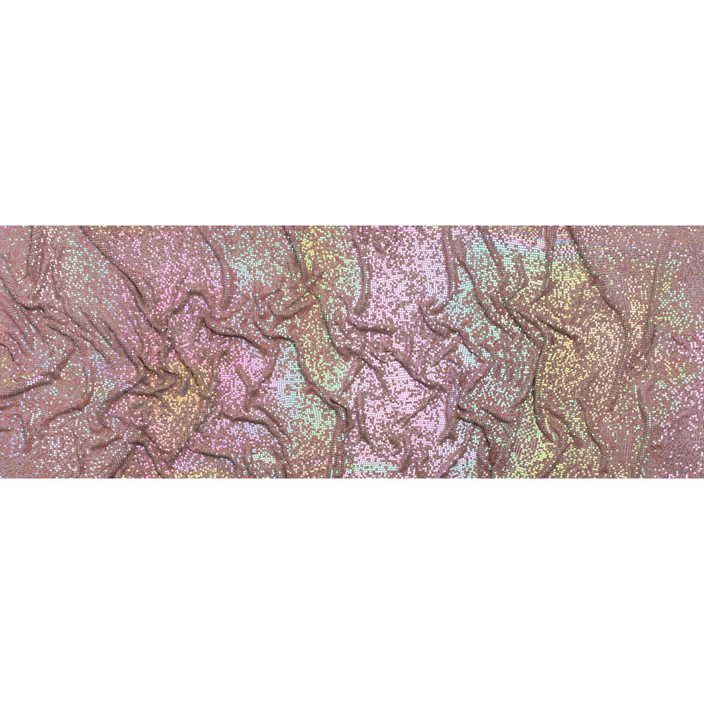 Aluminum Chainmail Fabric Panel, 3mm - Rose Pink and Beige Oil Slick - Joan Collection