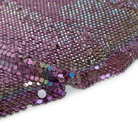 Aluminum Chainmail Fabric Panel, 3mm - Bright Pink and Green Oil Slick - Joan Collection