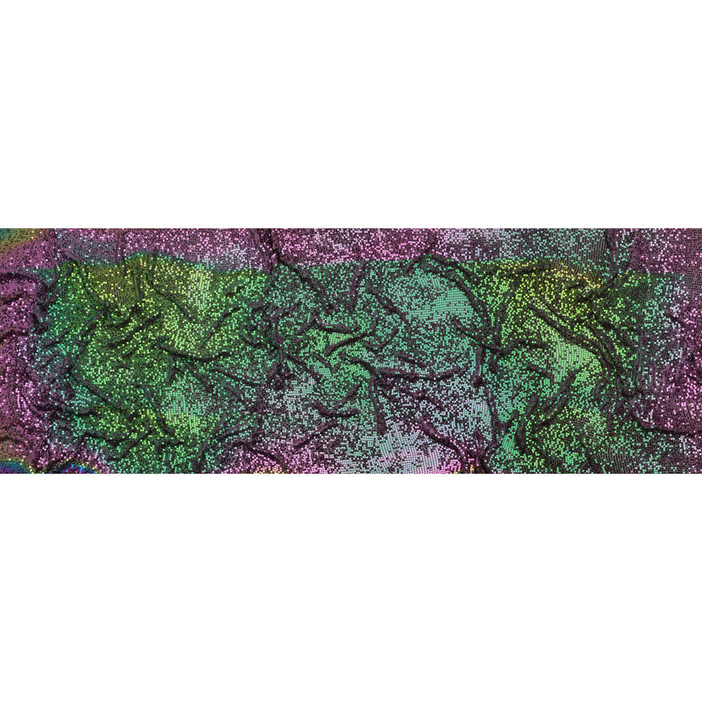 Aluminum Chainmail Fabric Panel, 3mm - Bright Pink and Green Oil Slick - Joan Collection