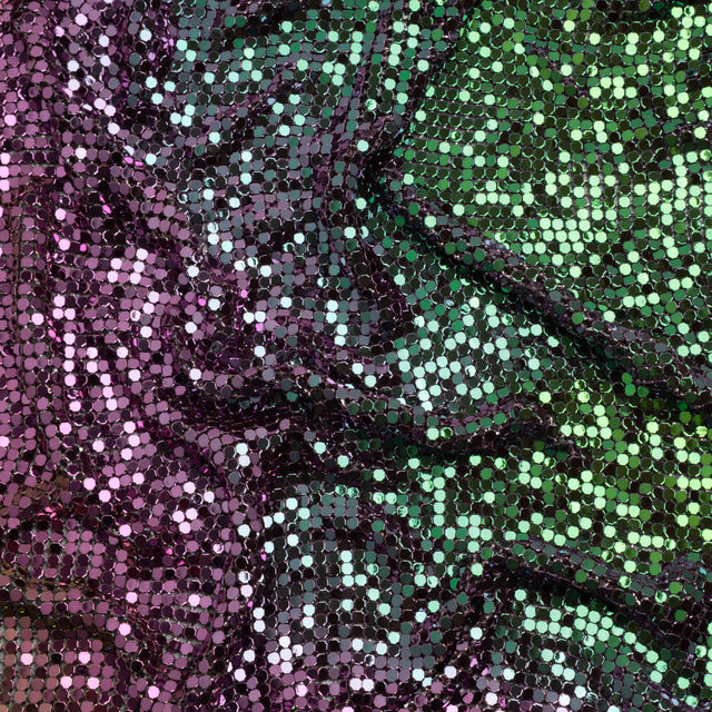 Aluminum Chainmail Fabric Panel, 3mm - Bright Pink and Green Oil Slick - Joan Collection