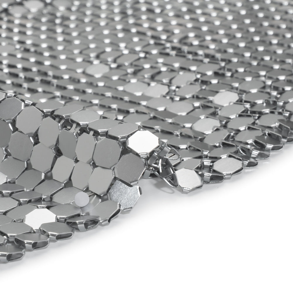 Aluminum Chainmail Fabric, 8mm Tubular - Silver - Joan Collection