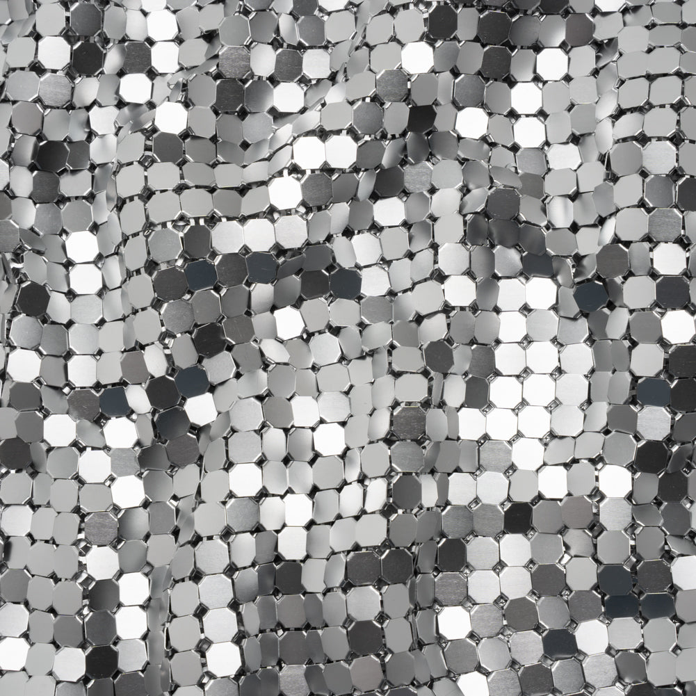 Aluminum Chainmail Fabric, 8mm Tubular - Silver - Joan Collection