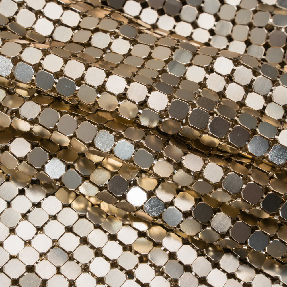 Aluminum Chainmail Fabric, 8mm Tubular - Gold - Joan Collection