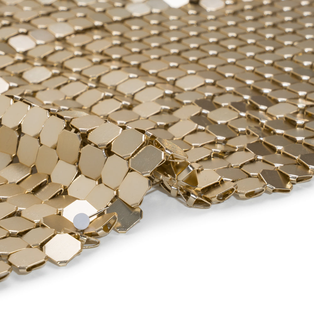 Aluminum Chainmail Fabric, 8mm Tubular - Gold - Joan Collection