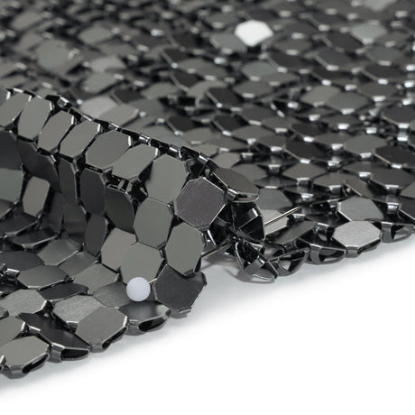 Aluminum Chainmail Fabric, 8mm Tubular - Gunmetal - Joan Collection