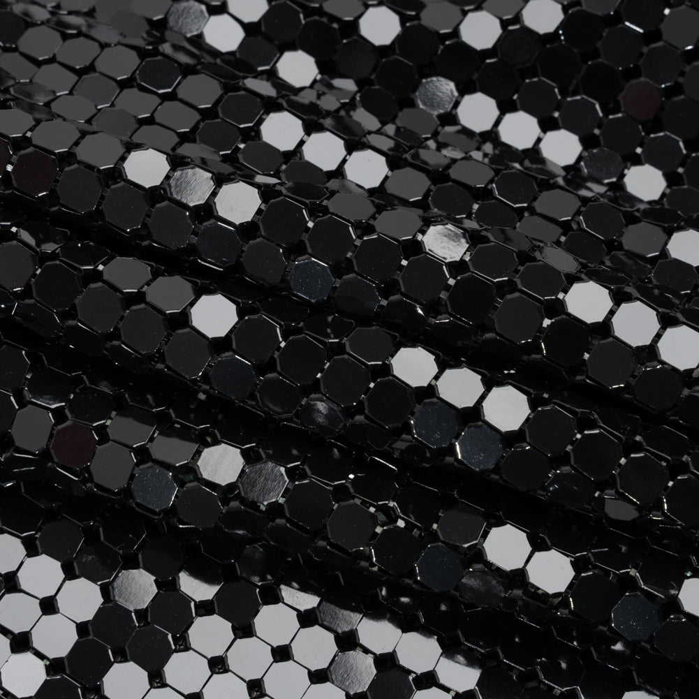 Aluminum Chainmail Fabric, 8mm Tubular - Black - Joan Collection