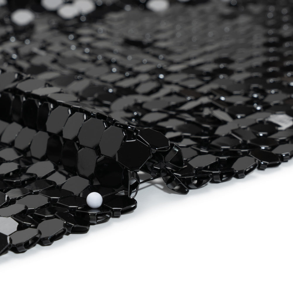 Aluminum Chainmail Fabric, 8mm Tubular - Black - Joan Collection