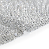 Rhinestone Aluminum Chainmail Fabric Panel, 3mm - Silver and Crystal - Astraia Collection