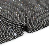 Rhinestone Aluminum Chainmail Fabric Panel, 3mm - Black and Crystal - Astraia Collection