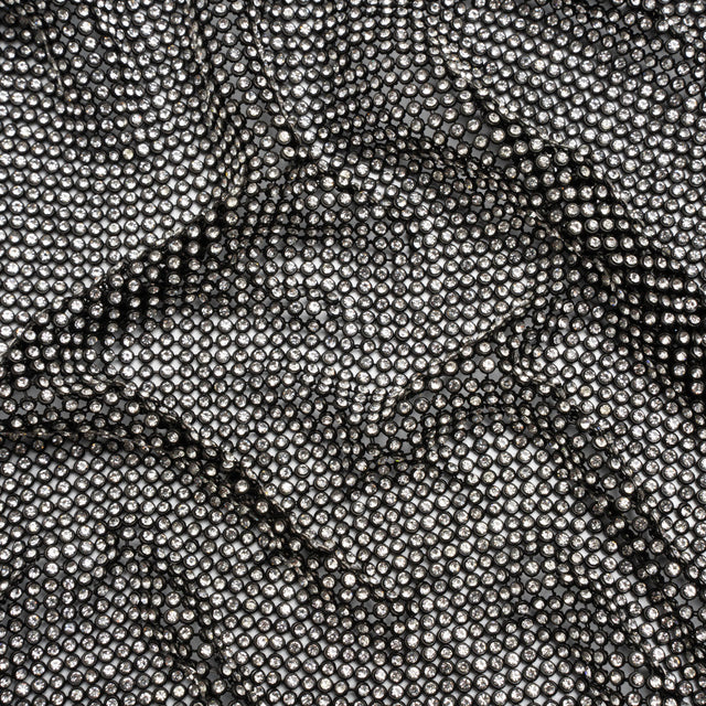 Rhinestone Aluminum Chainmail Fabric Panel, 3mm - Black and Crystal - Astraia Collection