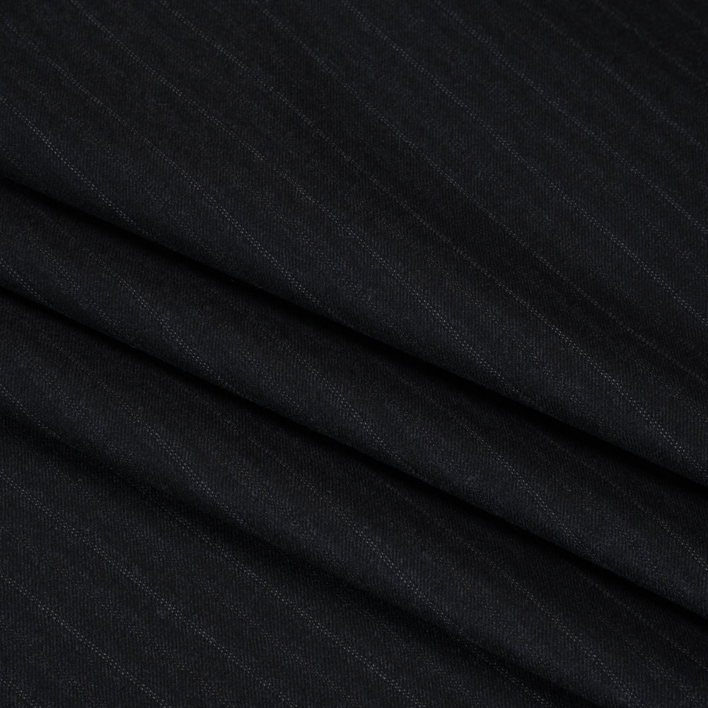 Super 130 Wool Suiting Made in Italy - Navy, Black and White Pinstripes - Deadstock
