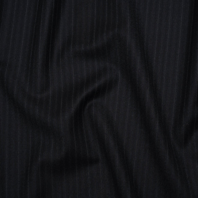 Super 130 Wool Suiting Made in Italy - Navy, Black and White Pinstripes - Deadstock
