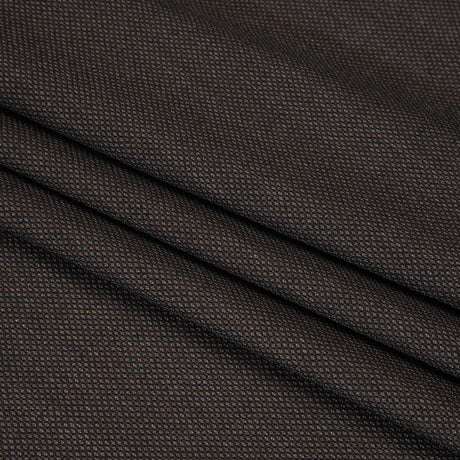 Super 130 Wool Dobby Suiting Made in Italy - Black and Brown Birdseyes - Deadstock