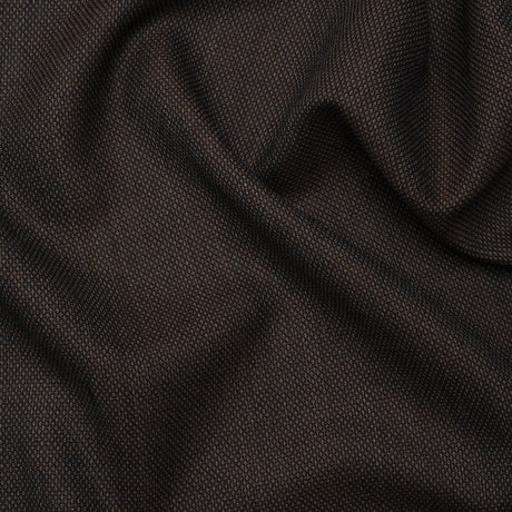 Super 130 Wool Dobby Suiting Made in Italy - Black and Brown Birdseyes - Deadstock