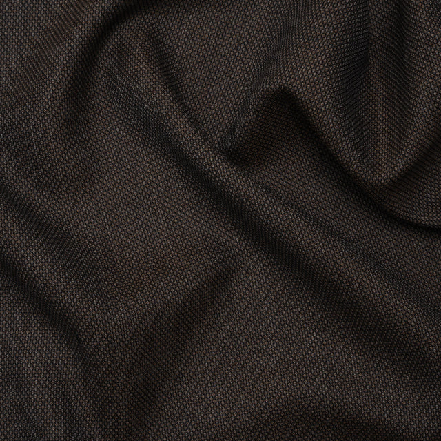 Super 130 Wool Dobby Suiting Made in Italy - Black and Brown Birdseyes - Deadstock