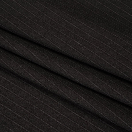 Super 130 Wool Twill Suiting Made in Italy - Brown and Gray Stripes - Deadstock
