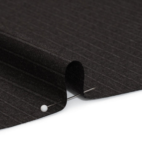 Super 130 Wool Twill Suiting Made in Italy - Brown and Gray Stripes - Deadstock