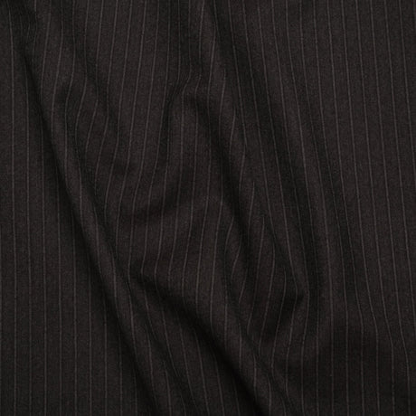 Super 130 Wool Twill Suiting Made in Italy - Brown and Gray Stripes - Deadstock