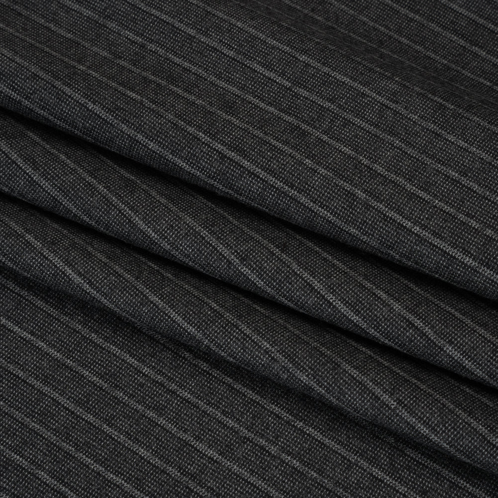 Super 140 Wool Suiting Made in Italy - Gray Stripes - Deadstock